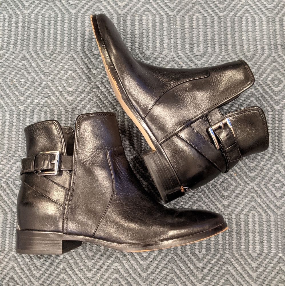 Michael Kors black leather booties - weatherproof